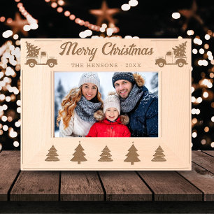Christmas Tree Merry Christmas Family  Etched Frames