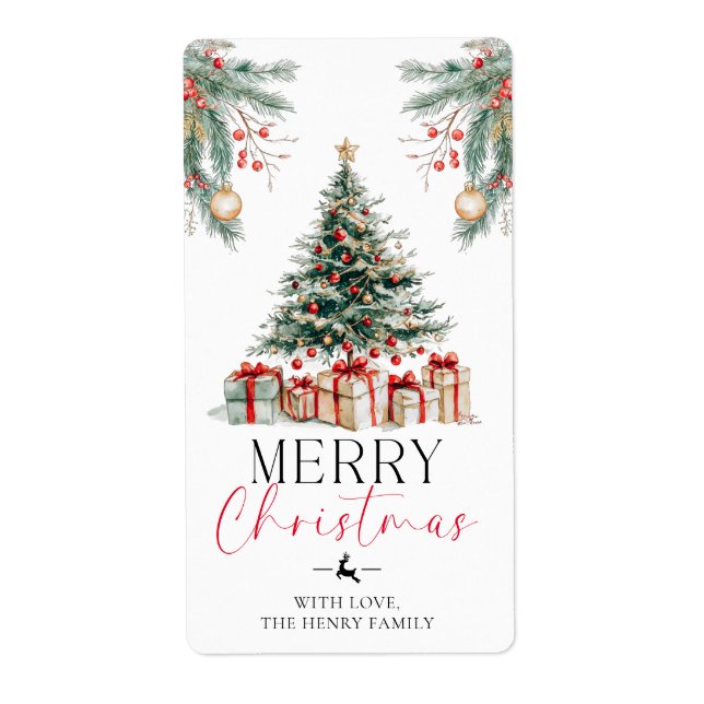 Christmas Tree Merry Christmas Gift Sticker (Front)