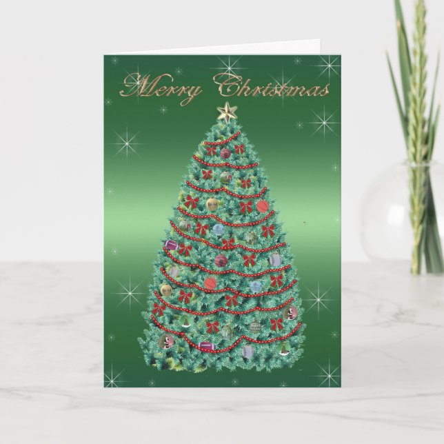 Christmas Tree Merry Christmas Holiday Card (Front)