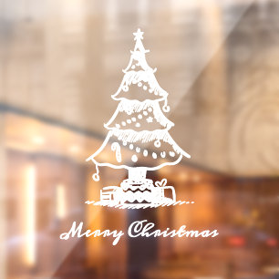 Christmas Tree Merry Christmas   Holiday  Window Cling