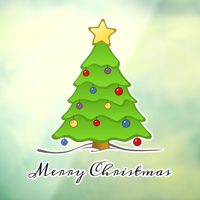 Christmas Tree Merry Christmas | Holiday  Window Cling (Sheet 3)