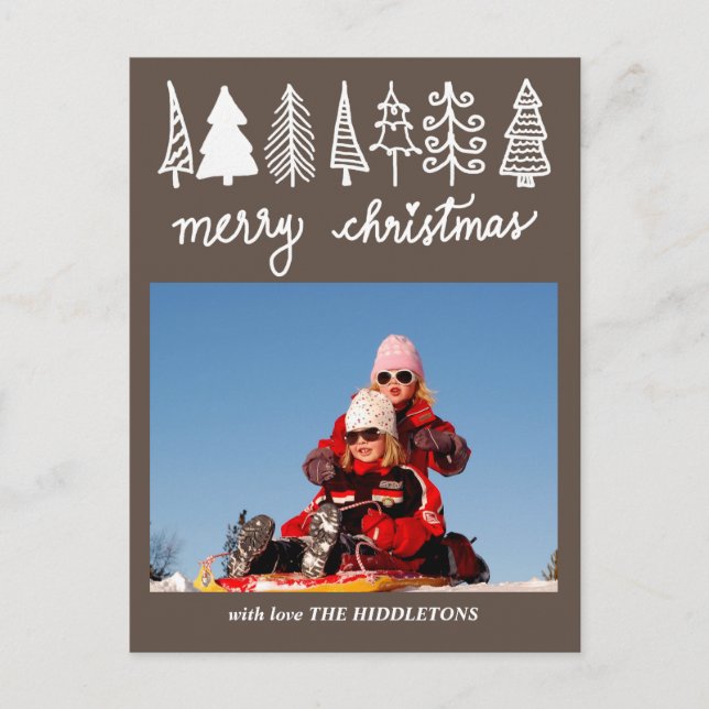 Christmas Tree | Merry Christmas Script | Photo Holiday Postcard (Front)