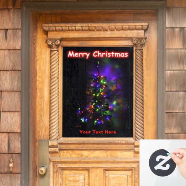 Christmas Tree - Merry Christmas Window Cling (Home Door)