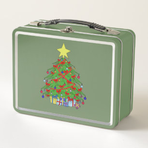 Christmas tree metal lunch box