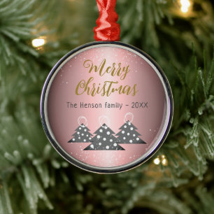 Christmas Tree Metallic Pink Festive Family Metal Tree Decoration