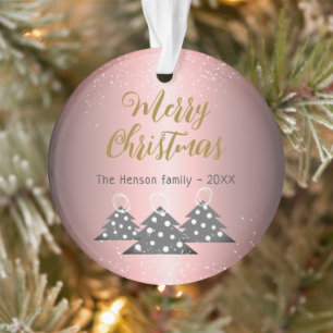 Christmas Tree Metallic Pink Festive Family Ornament