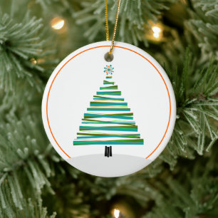 Christmas Tree - Mid Century Stripe Ceramic Tree Decoration