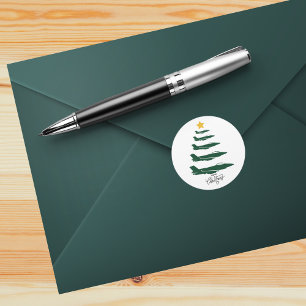 Christmas Tree, Military Aeroplane, Minimalist,Coo Classic Round Sticker
