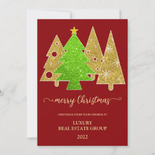 Christmas tree   Minimalist   Gold glitter gift Holiday Card