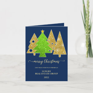 Christmas tree   Minimalist   Gold glitter gift Holiday Card