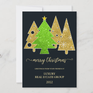 Christmas tree   Minimalist   Gold glitter gift Holiday Card