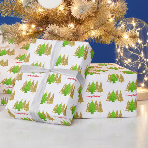 Christmas tree   Minimalist   Gold glitter gift Wrapping Paper