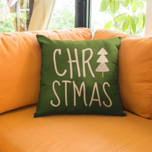 Christmas Tree Minimalist Scandinavian Green Cushion