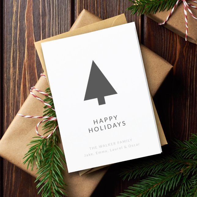 Christmas Tree | Minimalist Scandinavian Modern Holiday Card (Personalize your folded Christmas card for minimal Scandi-inspired charm)