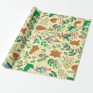 Christmas Tree, Mistletoe and Mice Wrapping Paper