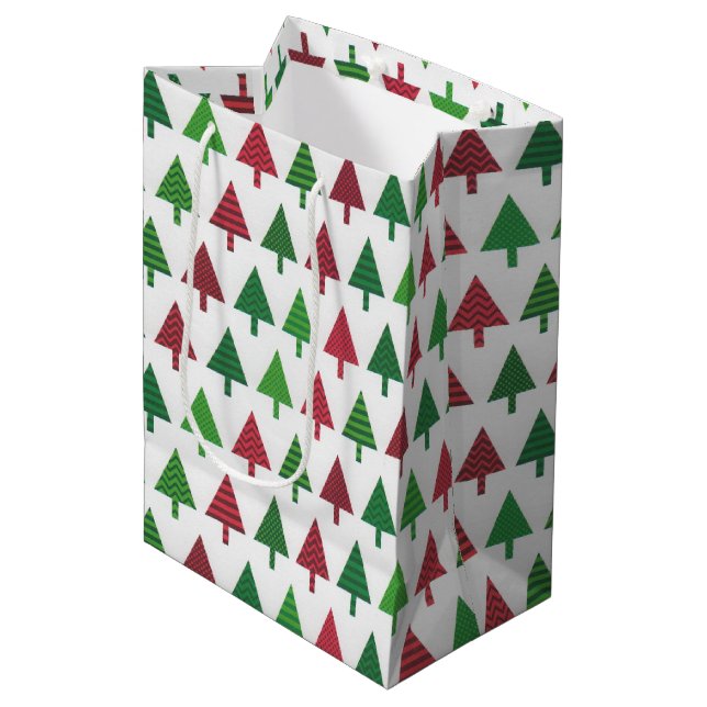 Christmas Tree Modern Elegant Simple Holiday  Medium Gift Bag (Front Angled)