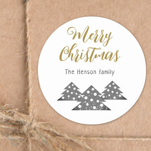 Christmas Tree Modern Family Holiday Classic Round Sticker