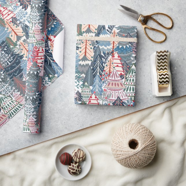 Christmas Tree Modern Festive Winter Holiday Wrapping Paper (Crafts)