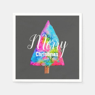 Christmas tree modern funky colours blue and pink napkin