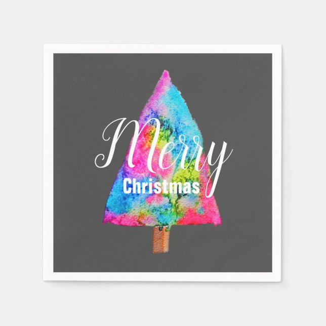 Christmas tree modern funky colours blue and pink napkin (Front)