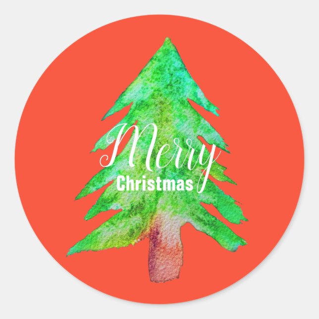 Christmas tree modern funky colours classic round sticker (Front)