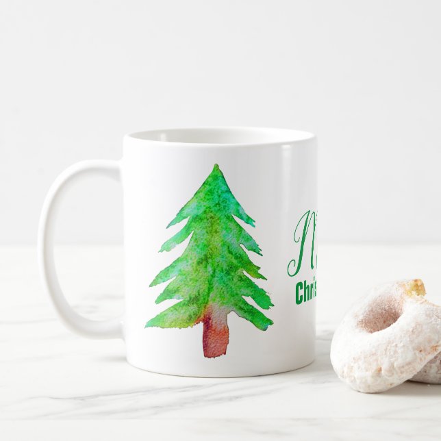 Christmas tree modern funky colours coffee mug (With Donut)