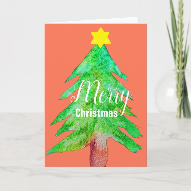 Christmas tree modern funky colours holiday card (Front)