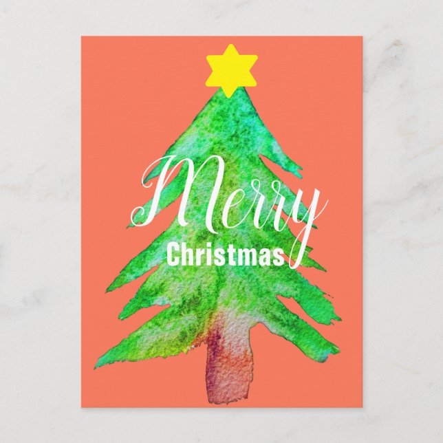 Christmas tree modern funky colours holiday postcard (Front)
