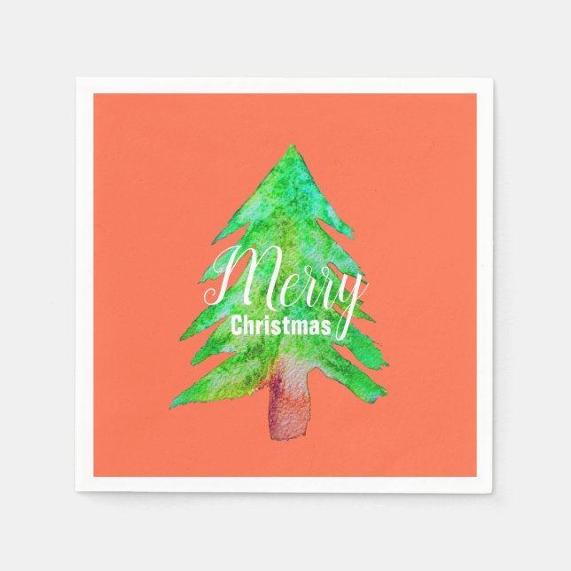 Christmas tree modern funky colours napkin (Front)