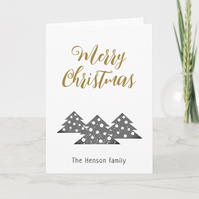 Christmas Tree Modern Minimalist Family  Holiday Card (Front)