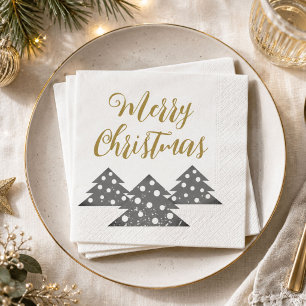 Christmas Tree Modern Minimalist Family Holiday Napkin