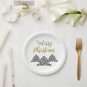 Christmas Tree Modern Minimalist Family Holiday Paper Plate