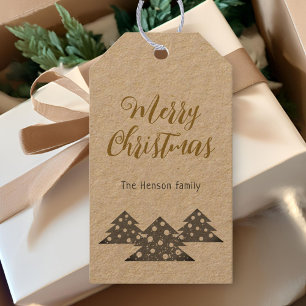 Christmas Tree Modern Minimalist Family Kraft Gift Tags