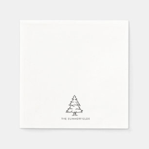 Christmas Tree Monogram Holiday Paper Napkin