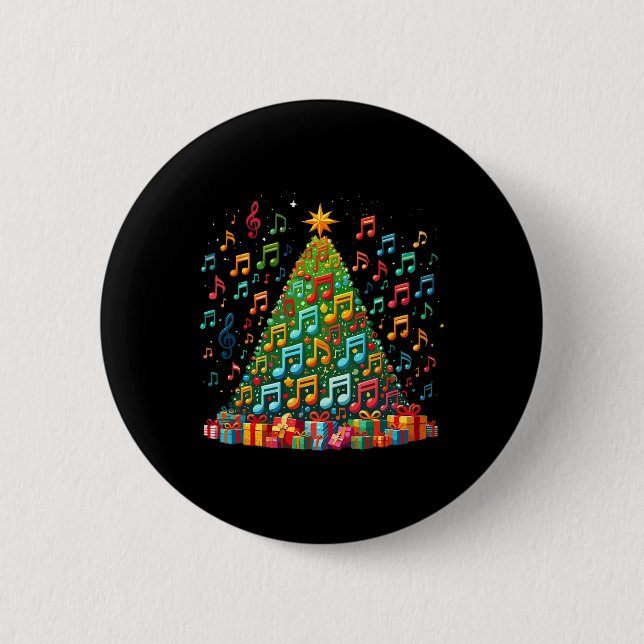 Christmas Tree Musical Note Music Teacher Musician 6 Cm Round Badge (Front)