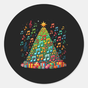 Christmas Tree Musical Note Music Teacher Musician Classic Round Sticker