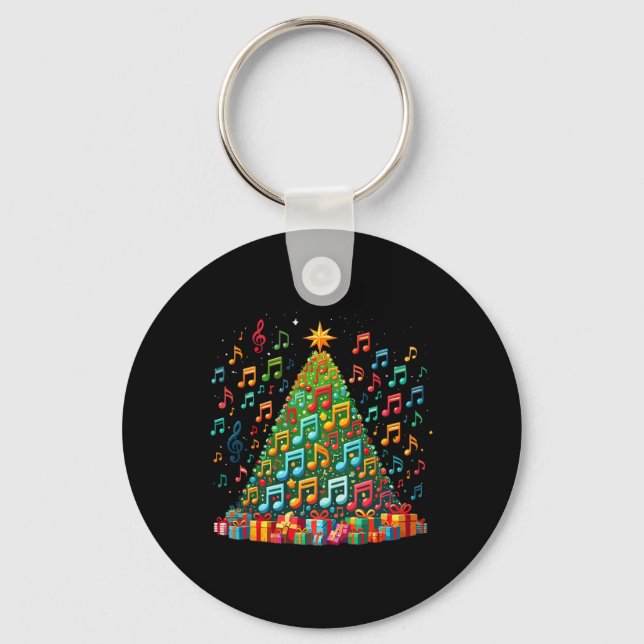 Christmas Tree Musical Note Music Teacher Musician Key Ring (Front)