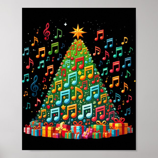 Christmas Tree Musical Note Music Teacher Musician Poster (Front)