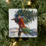 Christmas Tree |  N.C. Wyeth Ceramic Ornament<br><div class="desc">Christmas Tree – Chadds Ford (1922) | N.C. Wyeth’s 1922 painting, Christmas Tree – Chadds Ford, beautifully captures a wintry Christmas scene of a man carrying a freshly cut tree through the snow-covered countryside of Chadds Ford, Pennsylvania. The man is bundled warmly, with his sturdy stance conveying the effort of...</div>