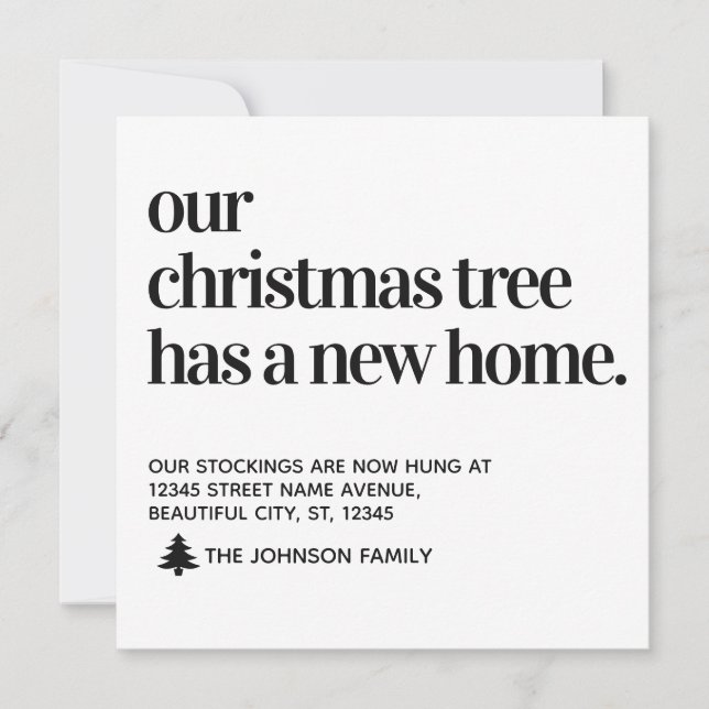 Christmas Tree New Home We've Moved Holiday Moving Announcement (Front)
