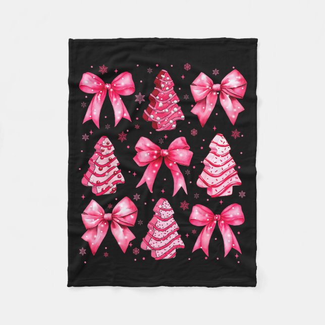 Christmas Tree Nk Cake Coquette Christmas Xmas Gir Fleece Blanket (Front)