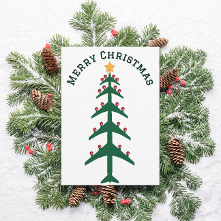 Christmas Tree of Aeroplanes & Photo Minimalist  Holiday Card