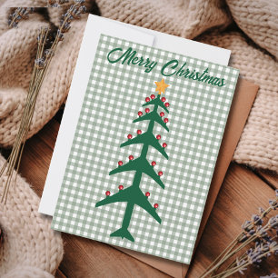 Christmas Tree of Airplanes & Photo Minimalist  Holiday Card