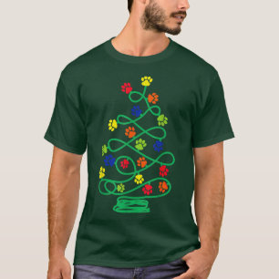 Christmas Tree Of And Paw Prints Dog Lover Pyjamas T-Shirt