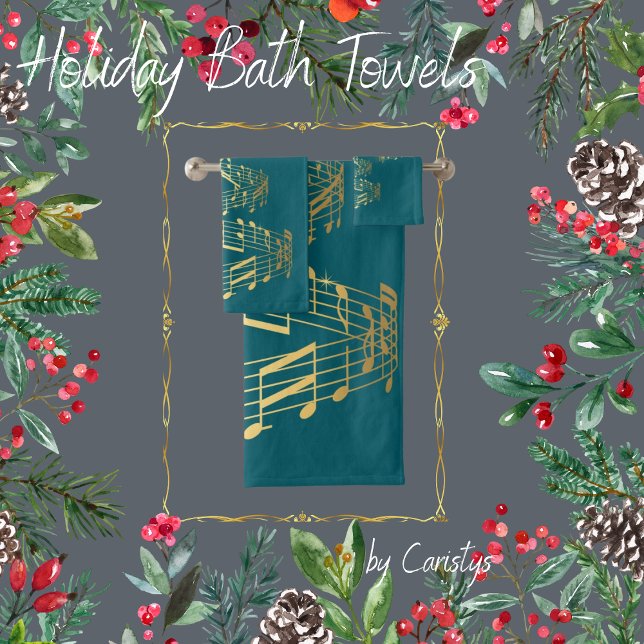 Christmas Tree of Gold  Musical Notes Towel (Creator Uploaded)