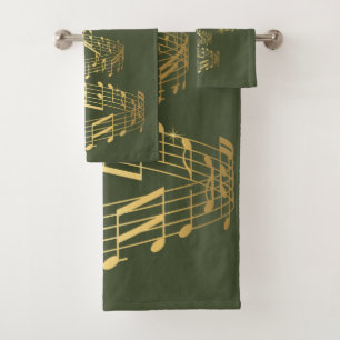 Christmas Tree of Gold Musical Notes Towel