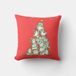 Christmas Tree of Kitties by Sandra Boynton Throw Cushion