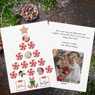 Christmas Tree of Peppermint Candy, Family Photo Holiday Card