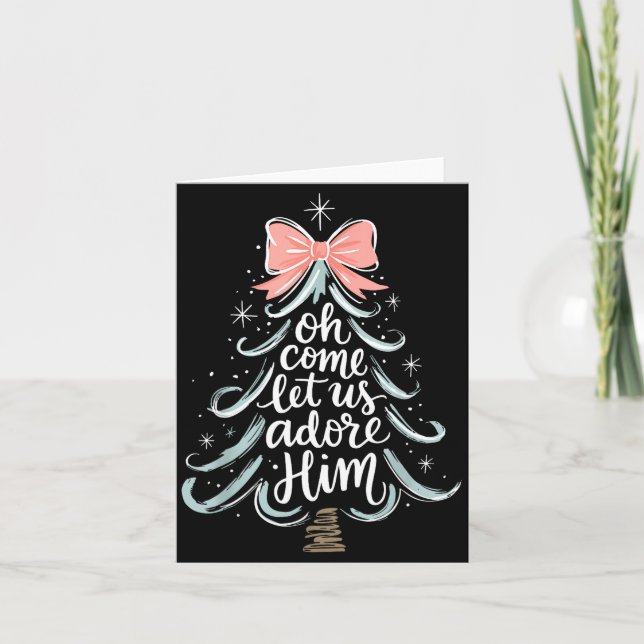 Christmas Tree Oh Come Let Jesus Us Adore Him Coqu Card (Front)