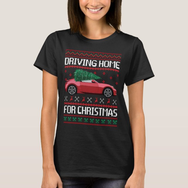 Christmas Tree Oldtimer Car Xmas Ugly Sweater Pull (Front)